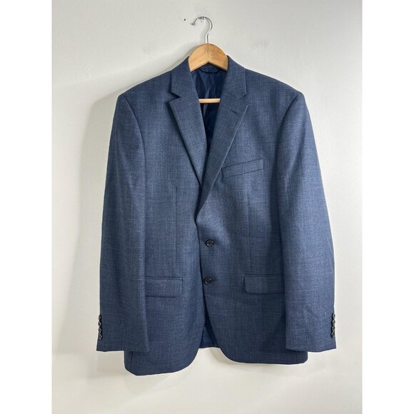 Lauren Ralph Lauren Blazer Mens 40R Blue Windowpane Sport Coat Two Button Jacket - Picture 1 of 10
